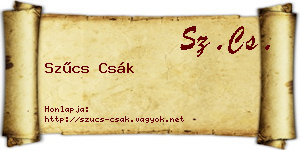 Szűcs Csák névjegykártya
